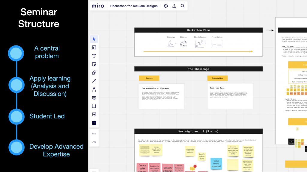 A screenshot showing seminar structure
