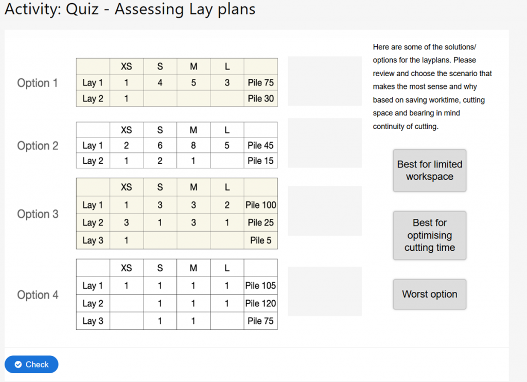 Example of a matching activity.